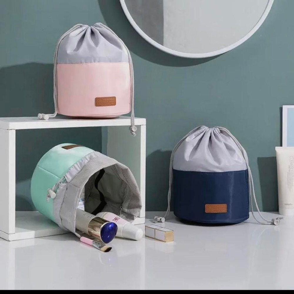 New‎ Drawstring Toiletry Bag Black/Silver Color